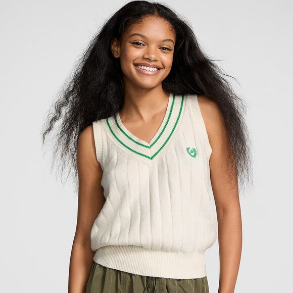 PINK Collegiate White Knit Sweater Vest SZ XXL‎ NWT - Picture 1 of 8